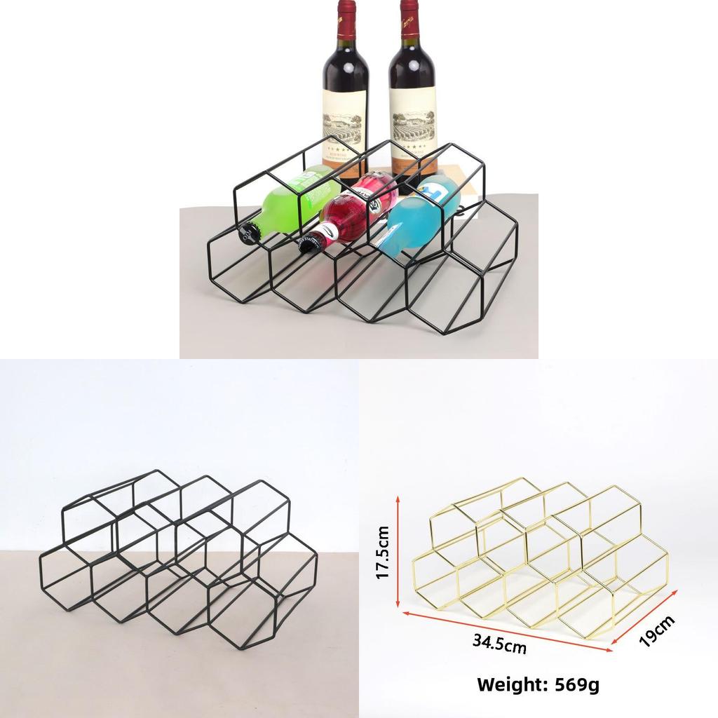 Nordic Black Iron Twotier Wine Holder With Seven Slots For Home Bar Organization