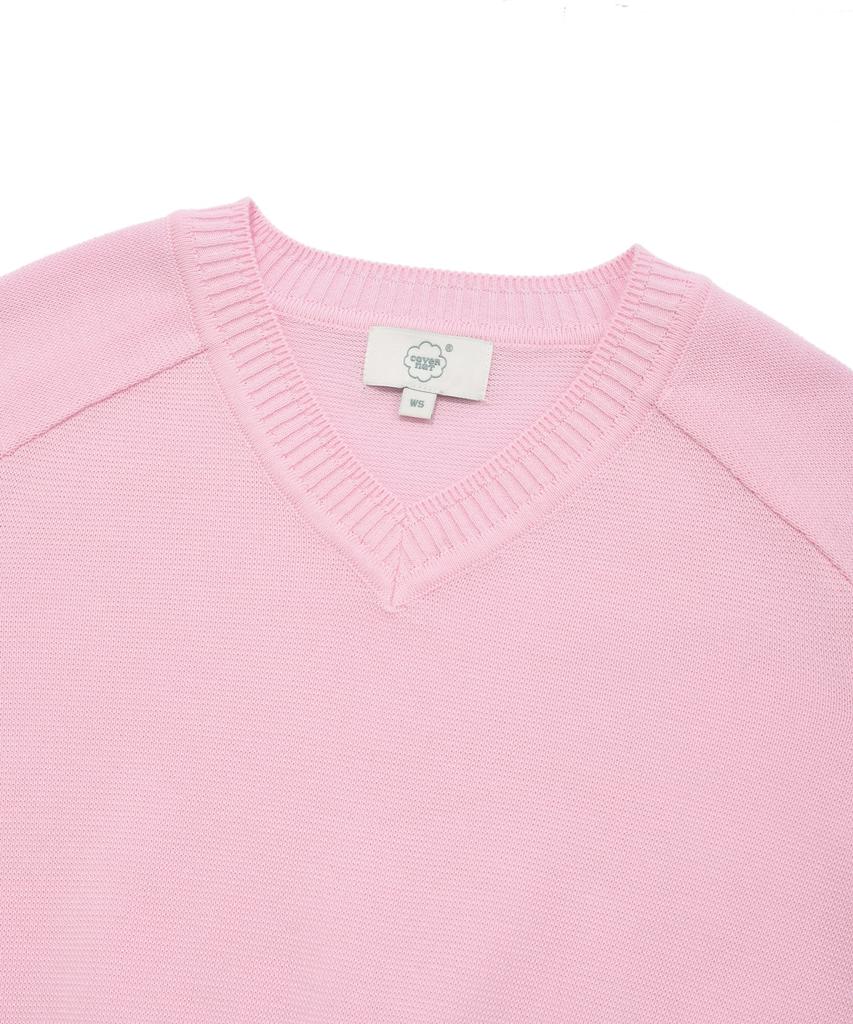 COVERNAT WOMAN Basic V-Neck Knit Light Pink
