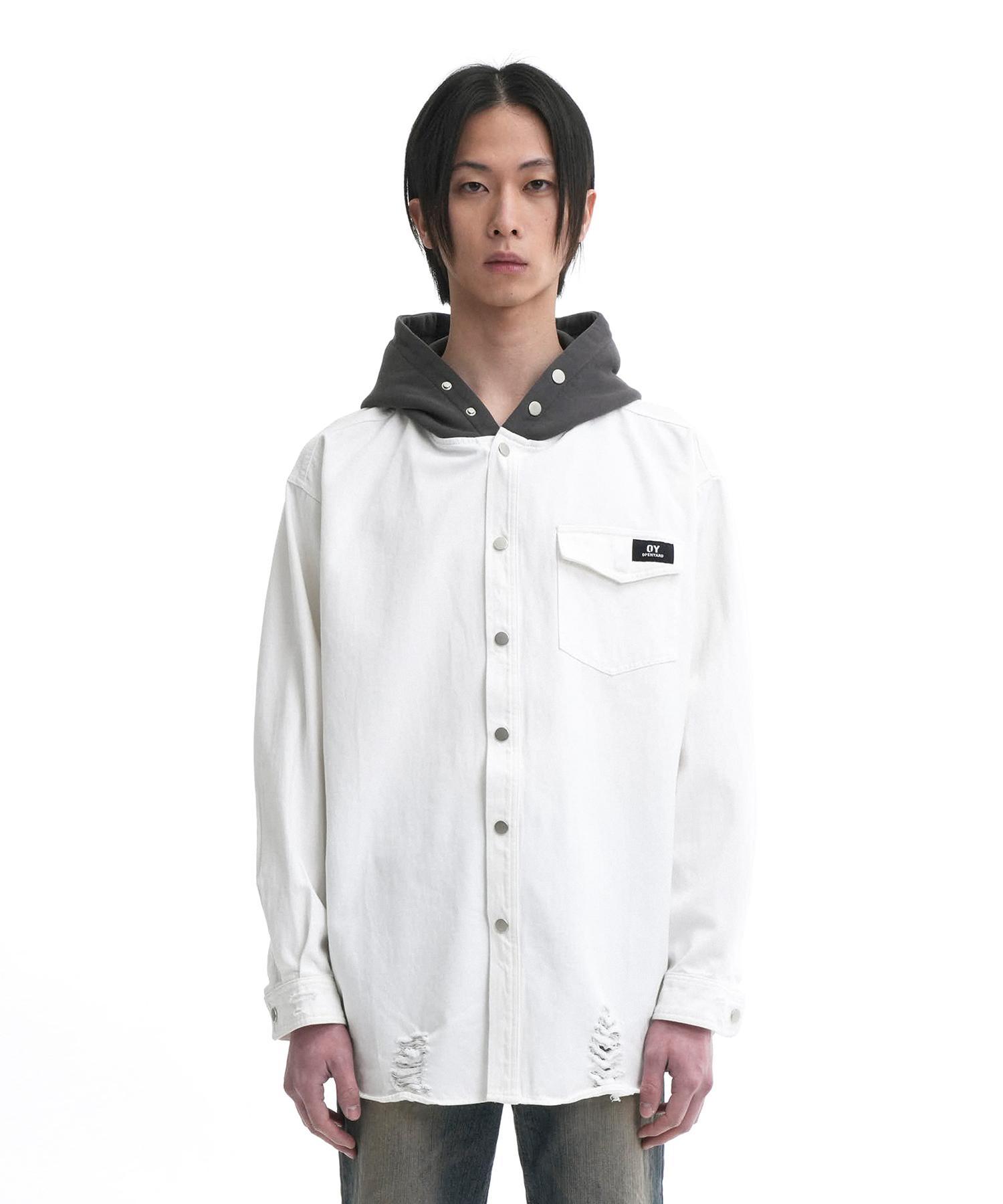Oy Destroyed Hoodie Shirts-White 1 Size