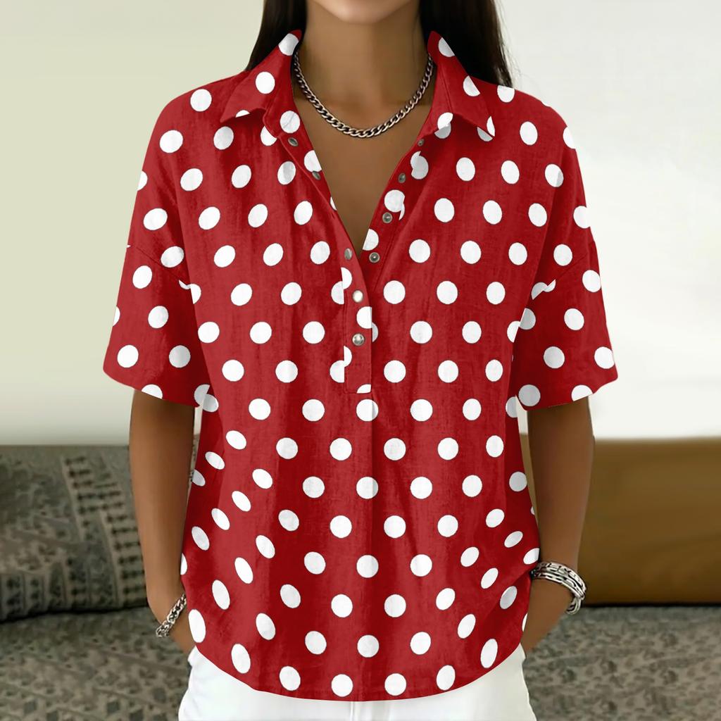 Camicetta Casual da Donna Vintage con Stampa Floreale a Maniche Corte, Collo a Bottone, Vestibilità Larga, Tessuto Leggero e Traspirante