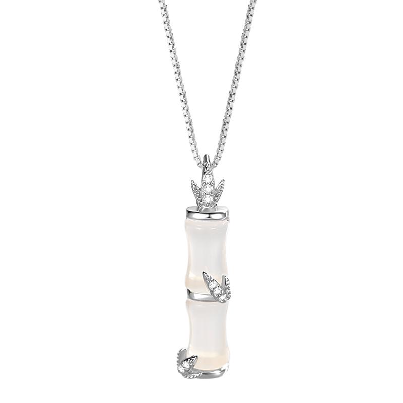 MANHE S925 Silver Bamboo Knot Pendant Necklace серебряный