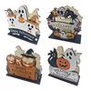 Halloween Party Supplies Wooden Napkin Holder, Ghost Pumpkin Decorative Tabletop Tissue Dispenser, Festive Desktop Decoration Paper Storage Organizer