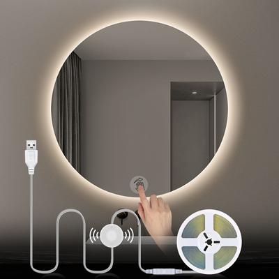 USB 5V COB LED Strip Makeup Vanity Light Penetrable Glass Touch Dimmer DIY Bathroom Dressing Table Mirror BackLight Lighting