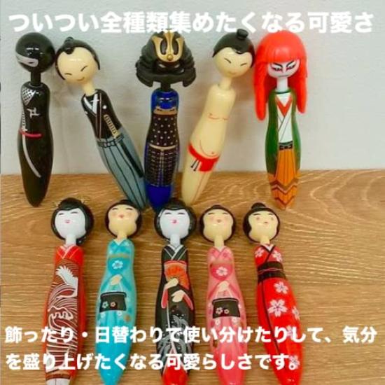 Noren Ballpoint Fun Stationery Pen of 5 for Men and Black Fun Cute Japanese Overseas Souvenir Pen, (Japen/Set Women), Knock-Type, Oil-Based, Ink,