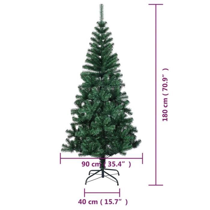 VidaXL Sapin de Noël artificiel pointes iridescentes Vert 180 cm PVC 344640