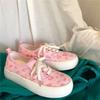 Fashion High on Platform Women's Shoes Pink Lace Up Canvas Female Footwear Shoe New in Offer Y2k Fashion Autumn Comfortable and Elegant