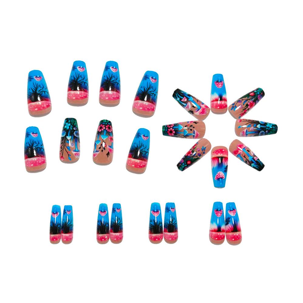 Dreamy Seven-Color Medium-Long Ballet Nails with Detachable Flower Tips