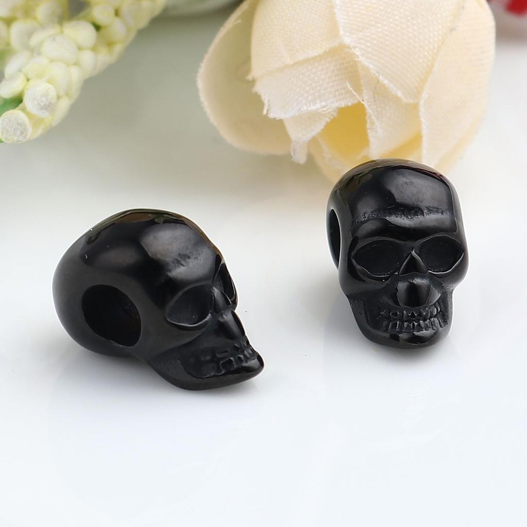 1PC Stainless Steel Halloween Skull Beads Creative Fashion Bedas For Jewelry Making Black 16mm X 9mm, Hole: Approx 4.9mm
