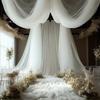 1PC White Tulle Backdrop Curtain Sheer Ceiling Drapes for Wedding Bride Shower Birthday Party Photo Christmas Decoration