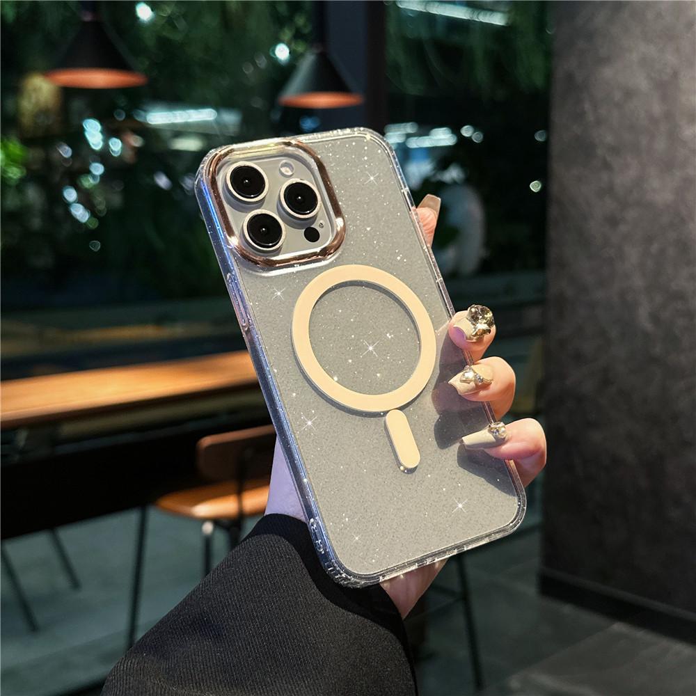 

Apple 17 Pro Max Glitter Magnetic Case: Starry Sky Gold, Transparent, Anti-drop Protective Cover for iPhone 16 iPhone 12/12 Pro золотой