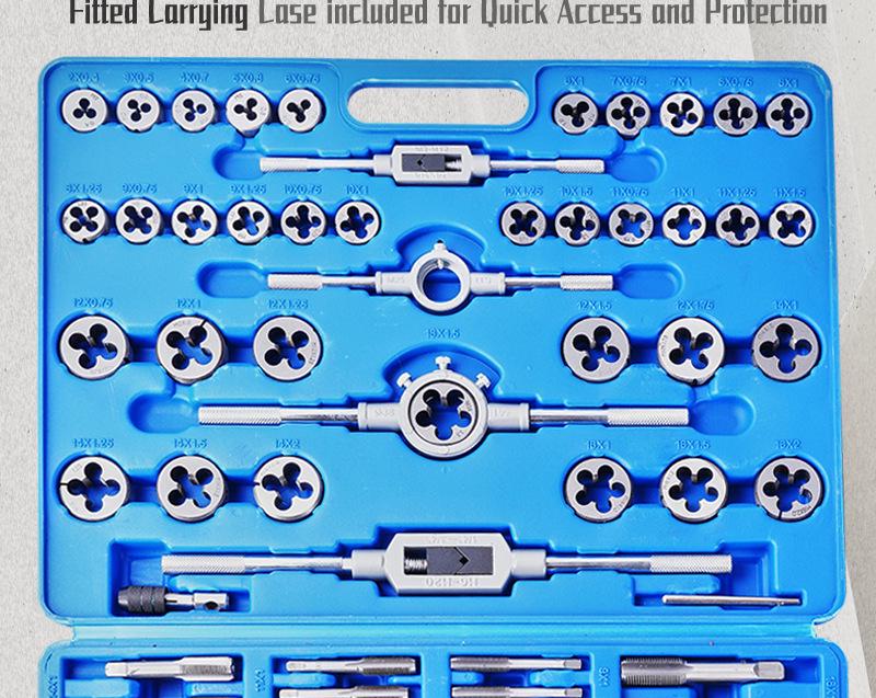 Tap and Die Set, 110pc Metric/Imperial, Alloy Steel, Auto Repair Tools