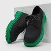 Men Leather Shoes Black Thick Sole Round Toe Platform Male Casual Derby Shoe Fashionable Young People Mixed Colors Trendy Shoes