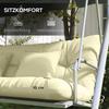4-Piece Set Seat Cushions, 150x50 cm Water-Repellent Chair Cushions with Tie Straps, 10cm Thick Cream White