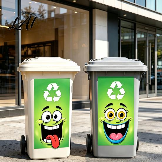 Holiday Trash Can Party Decorations Funny Cartoon Sticker Cute Big Eye Expression Decorative Removable PVC Stickers for Recycling Bins Adhesive