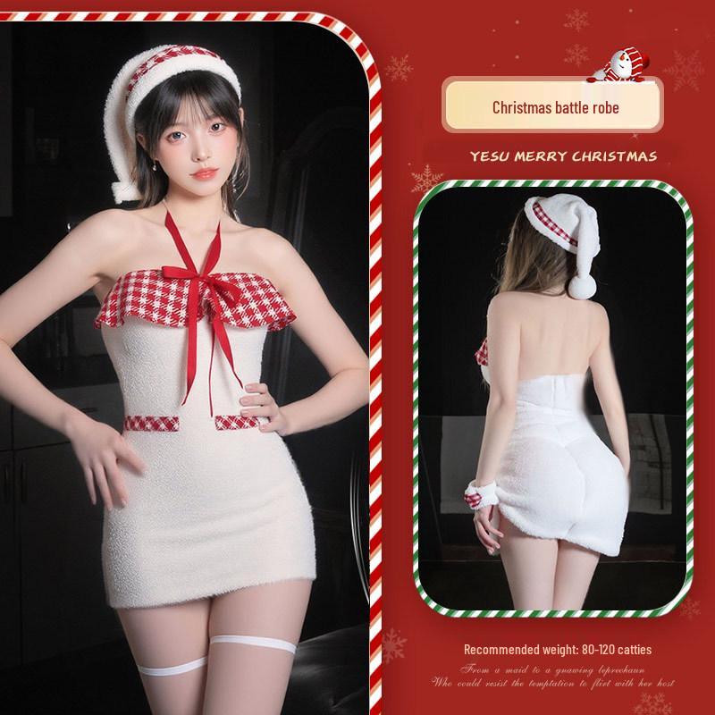 Пушистое клетчатое кружевное платье-халтер на одно плечо для женщин One Size