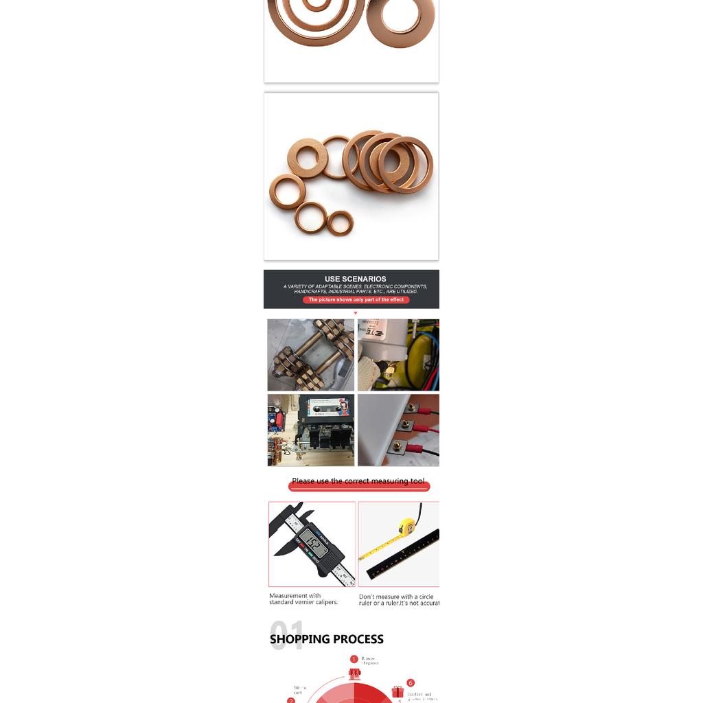 Solid Pure Copper Oil Sealing Washers DIN7603 Flat Gasket Sump Plug Seal Spacers M5 M6 M8 M10M12 M14 M16 M18 M20 M22 M24 M27 M34 Oil Drain Plugs 3