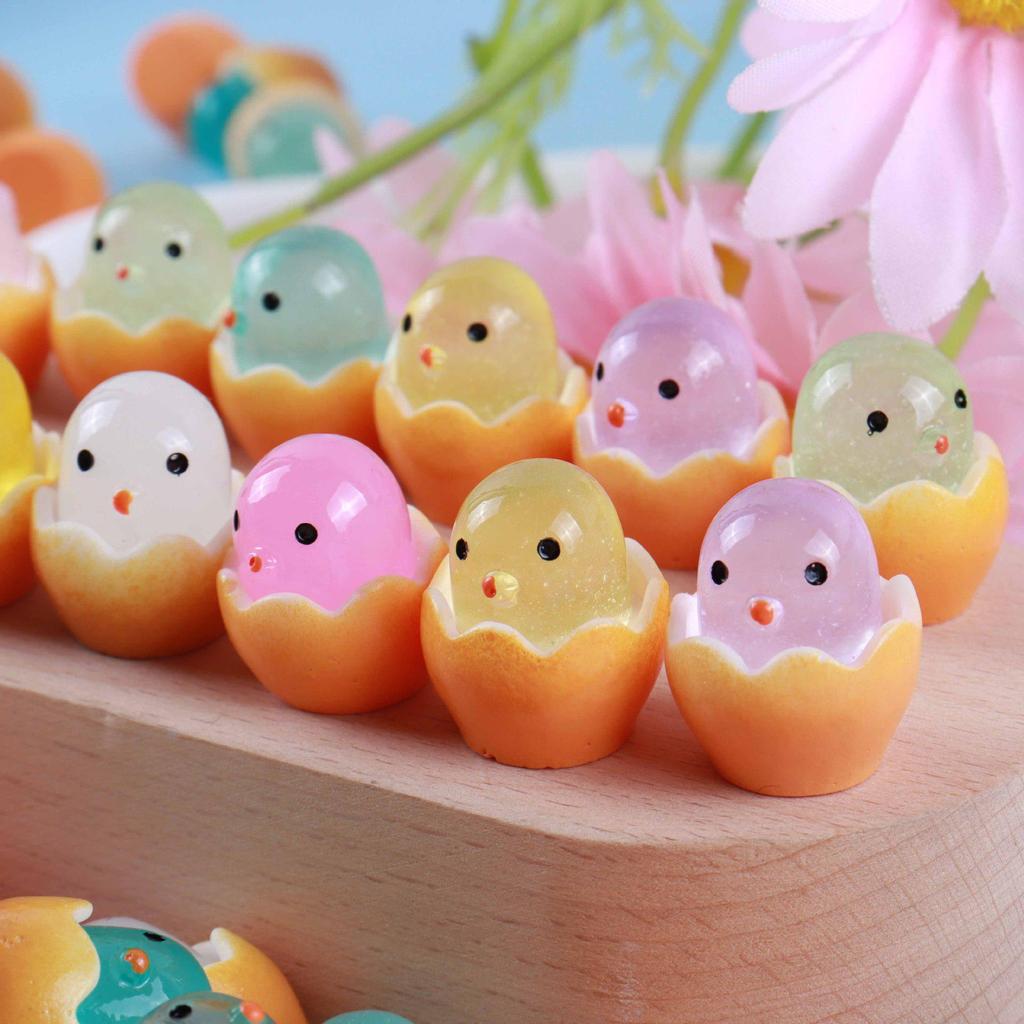 Luminous Egg Waffle Hatching Chick Resin Jewelry Accessory Keychain for Kids