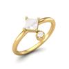 4MM Square Shaped Pearl 925 Sterling Silver Gold Vemreil Solitaire Women Wedding Ring