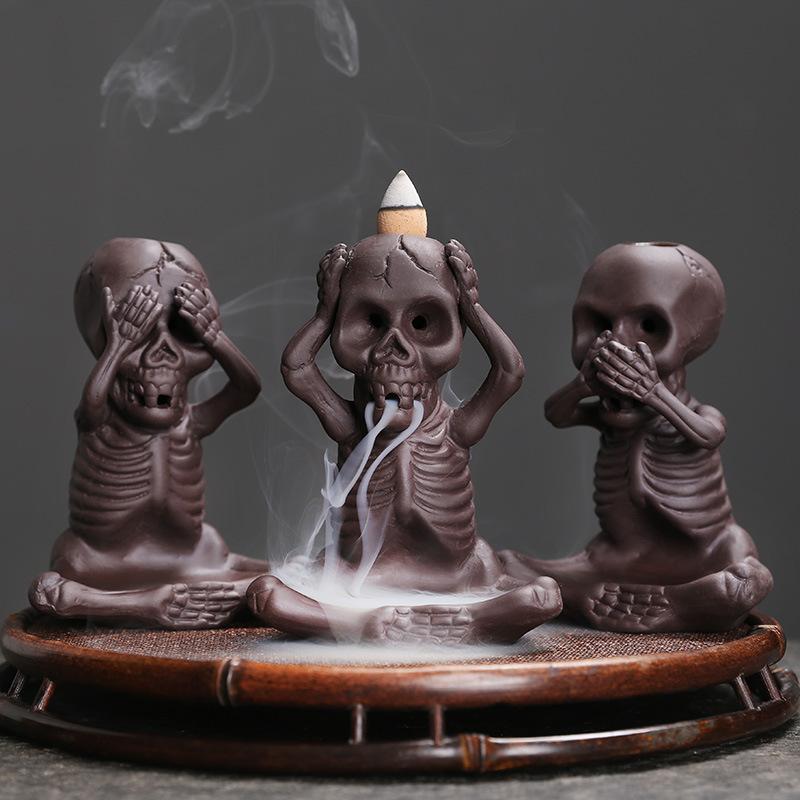 Original purple sand backflow incense burner Halloween gift, skull little ghost backflow incense incense burner ornament