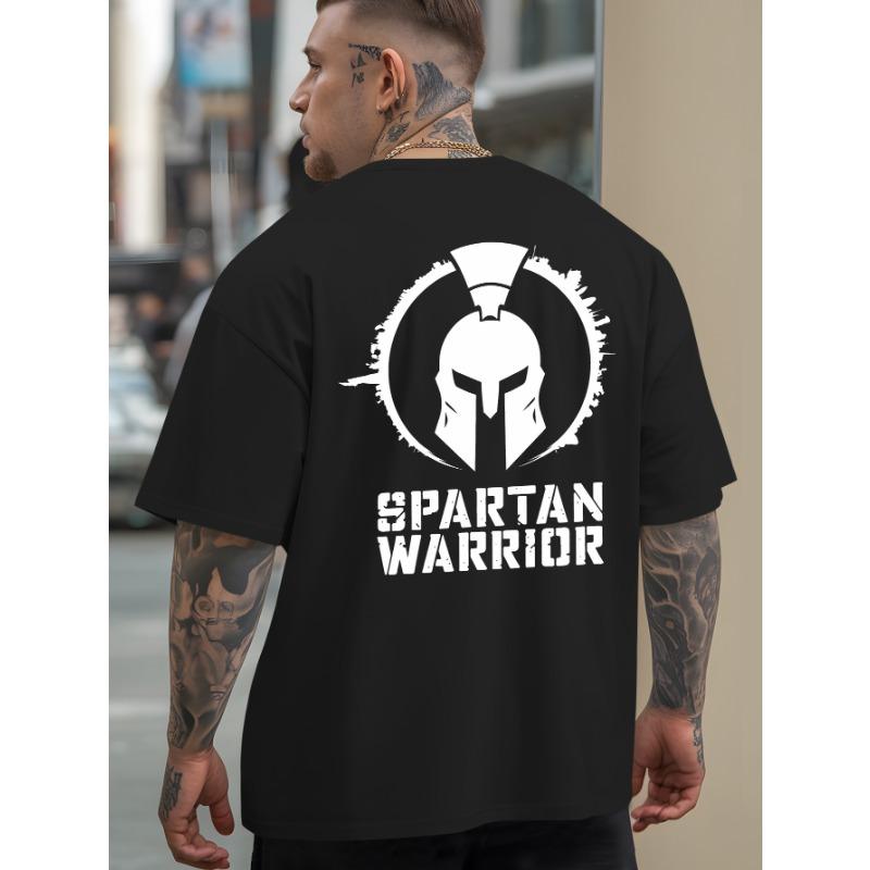 European Size Spartan Warrior Summer Outdoor Sports and Casual Large-size Short-sleeved T-shirts, Men's Trendy Fashion Prints, Loose Base Shirts