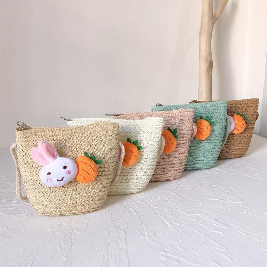 

Соломенный детский мини-бумажник с героями мультфильмов, пляжная сумка через плечо, подвесная сумка через плечо 4 бежевый