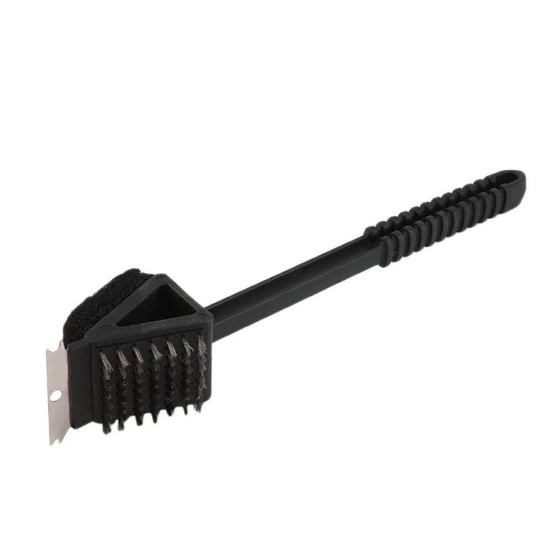 In 1 3 Barbecue Bbq Oven Grill Bristles Cleaning Stiff Brush Scraper Cleaner