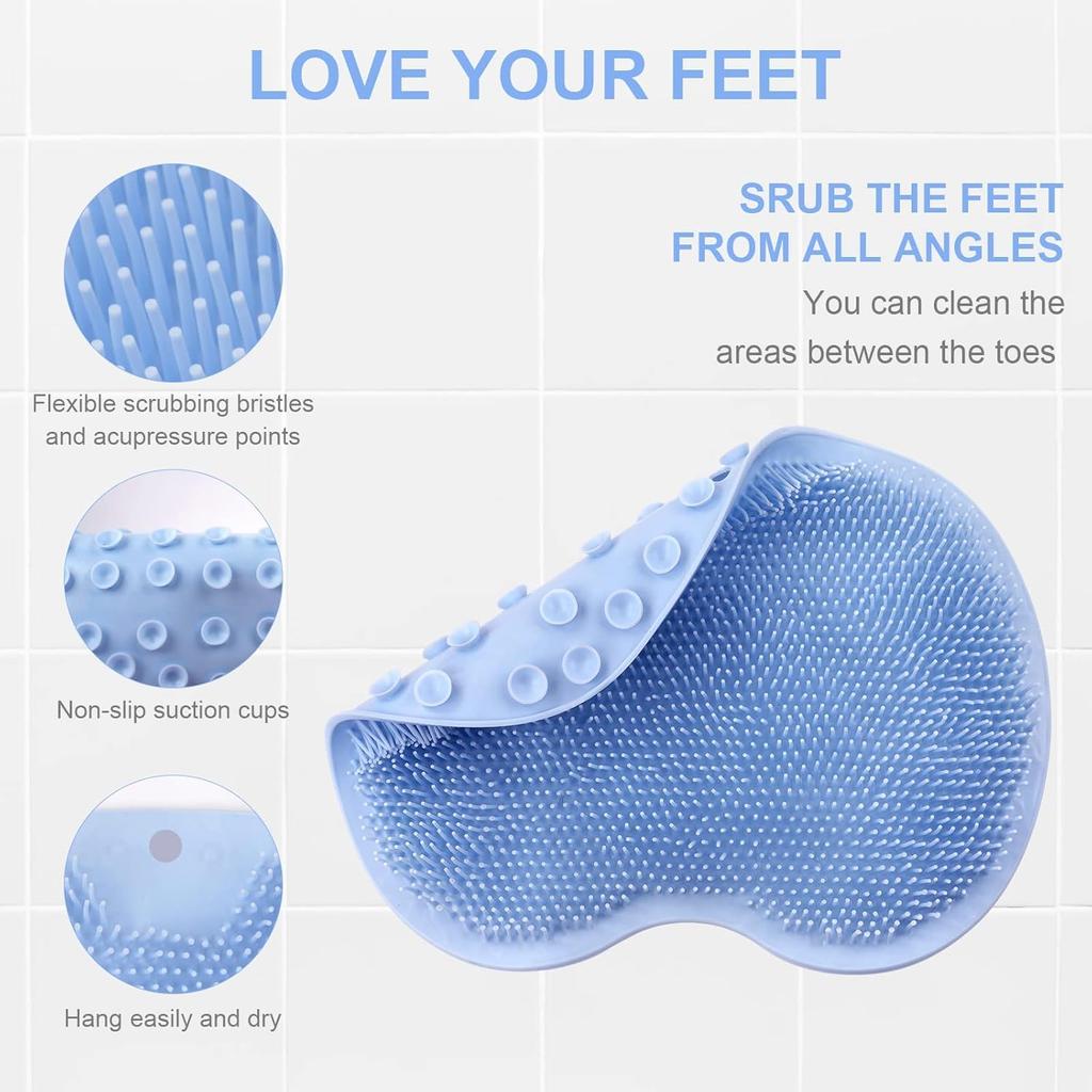 Toilet And Shower Foot & Back Scrubber Mat with Suction Cups – Wall-Mounted Silicone Exfoliating Foot Brush & Back Washer for Dead Skin Removal –