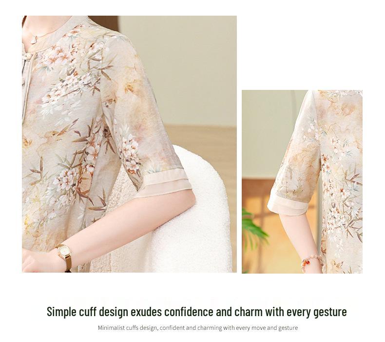 2026 Summer Chiffon Cardigan: Stylish Short-Sleeved Shirt for Middle-Aged and Elderly Women