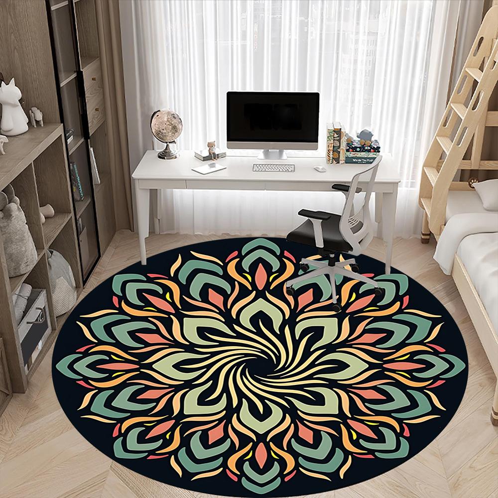 1PC Mandala Pattern Chair Carpet for Office Non-Slip, Lightweight, Machine Washable Rug for Office, Sleeping, Room - Holiday Decoryy251009025
