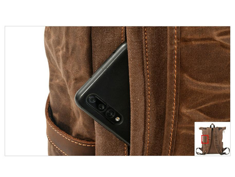 Waterproof Waxed Canvas Travel Backpack with Color-block Design for Men and Women, Fits Laptops