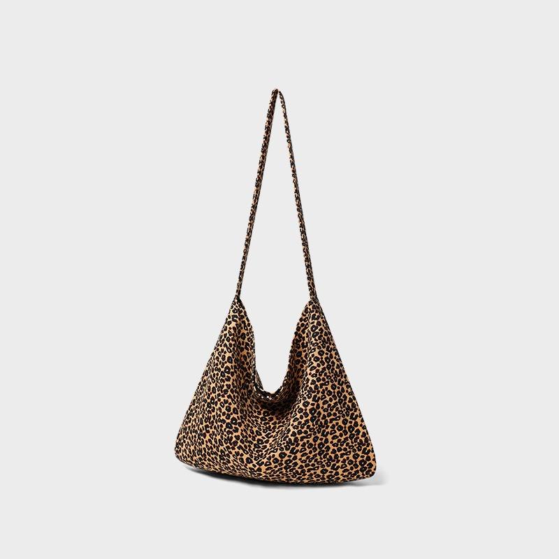 Tote Bag, New Women's Bag, Leopard Print Canvas Bag, Large-capacity Student Class Versatile Lazy Wind Bag