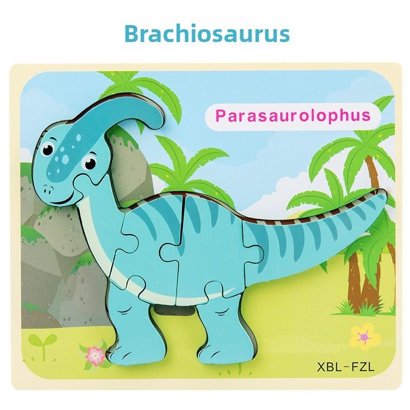 Dinosaur 3d Puzzle Wooden Brain Teaser For Kids Educational Toy