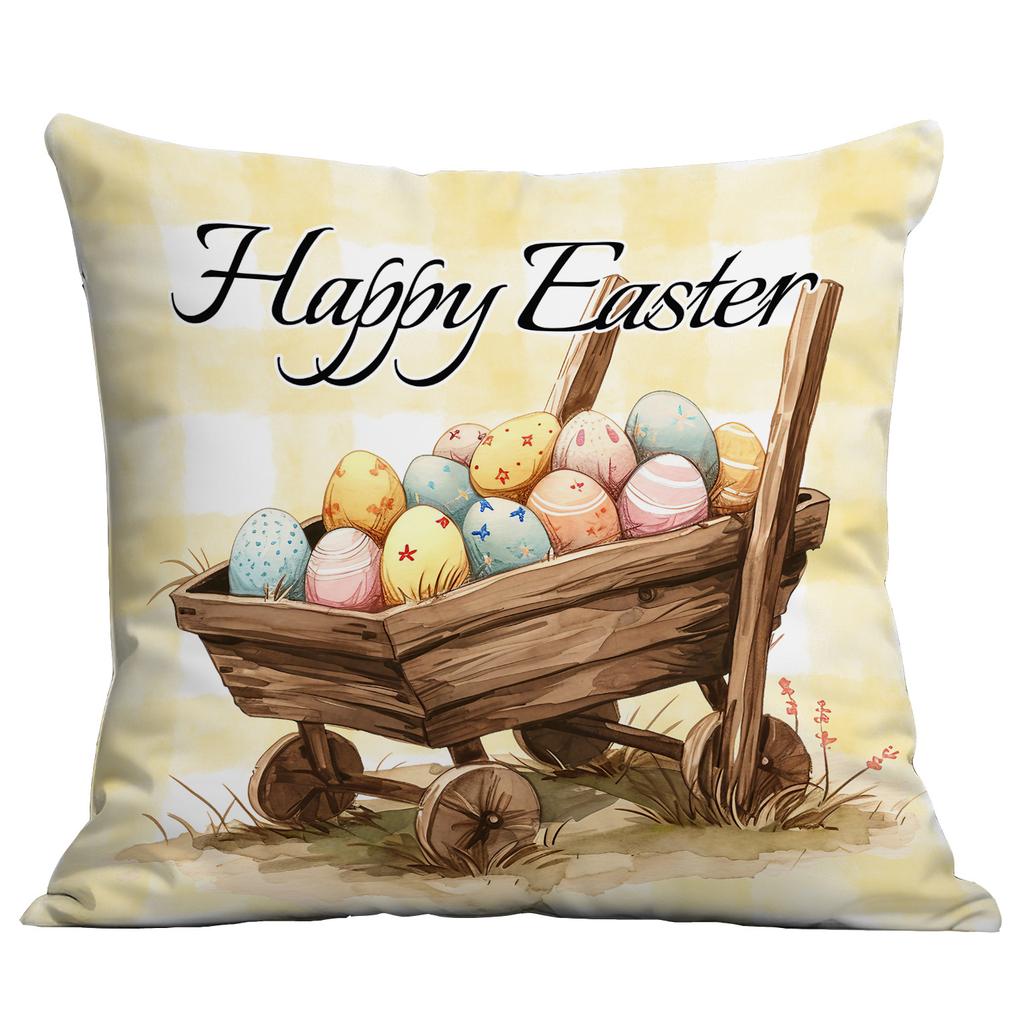 Neue Oster-Kissenhülle Pfirsichleder Vintage Bedruckt Hase Osterei Sofa Dekoration Kissen Kissenbezug