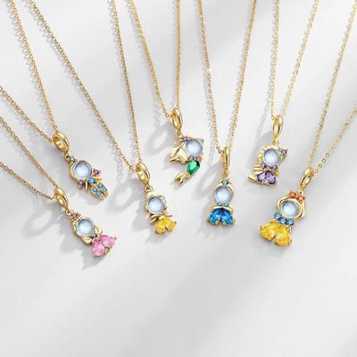 Temperamento Europeo e Americano Collana da Principessa da Favola ins Collane alla Moda Carine Colorate con Zirconi Sirena