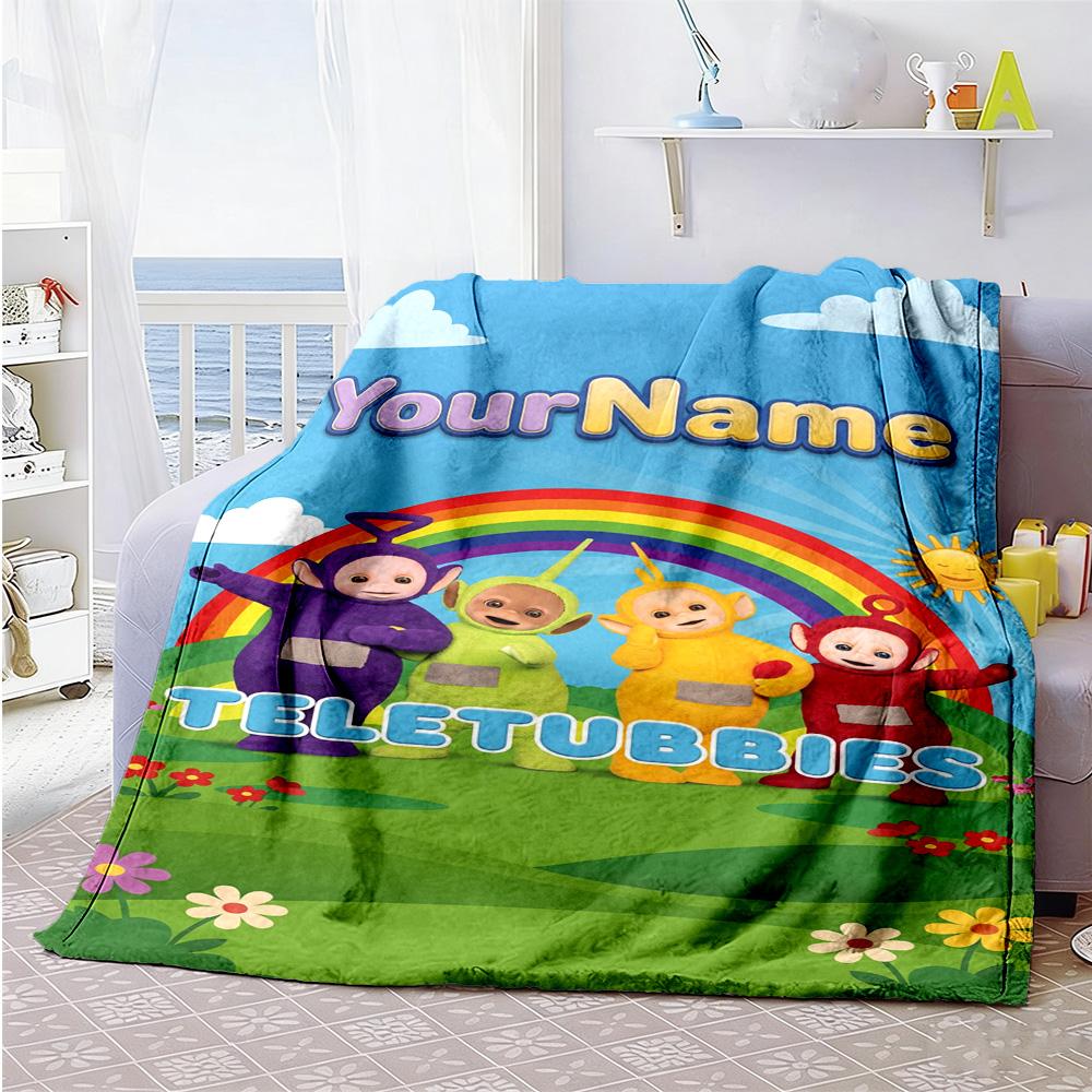 Teletubbies Customize Text Blanket Throw Personalized Blanket Warmthful Decor Great for Home Decor Chair Office Chair Living Room