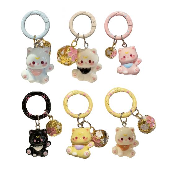 Keychain Pendant Three-dimensional Cat Bell Sound Keyring Keys Bags Phone Lanyard Versatile Hanging Ornament
