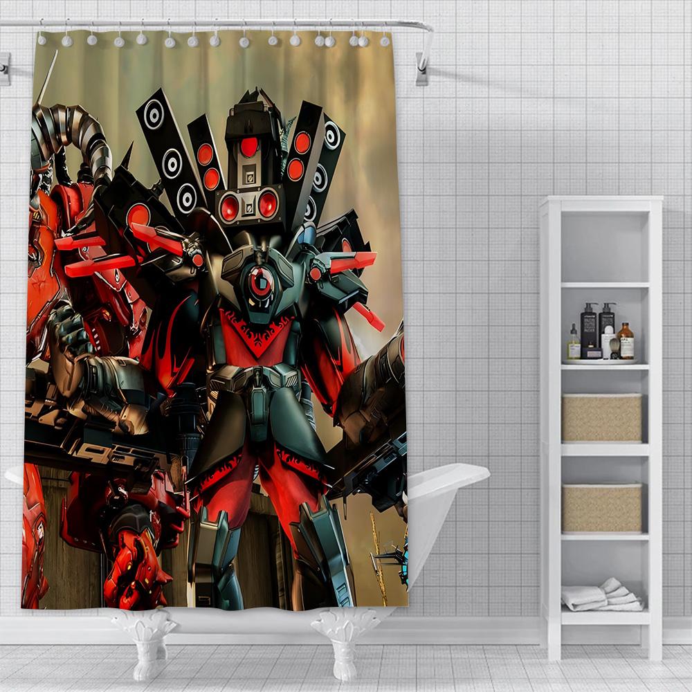 S-Skibidi Toilet Shower Curtain Waterproof Polyester Fabric Paint Colorful Bath Curtains Home Bathroom Decor Curtain With Hook