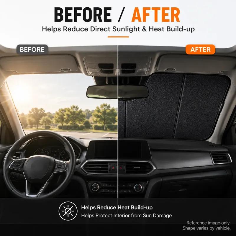 For Nissan NV200 -Fit 4-Layer Graphene Windshield Sunshade Reflective Gray-Silver Surface Helps Reduce Direct Sunlight