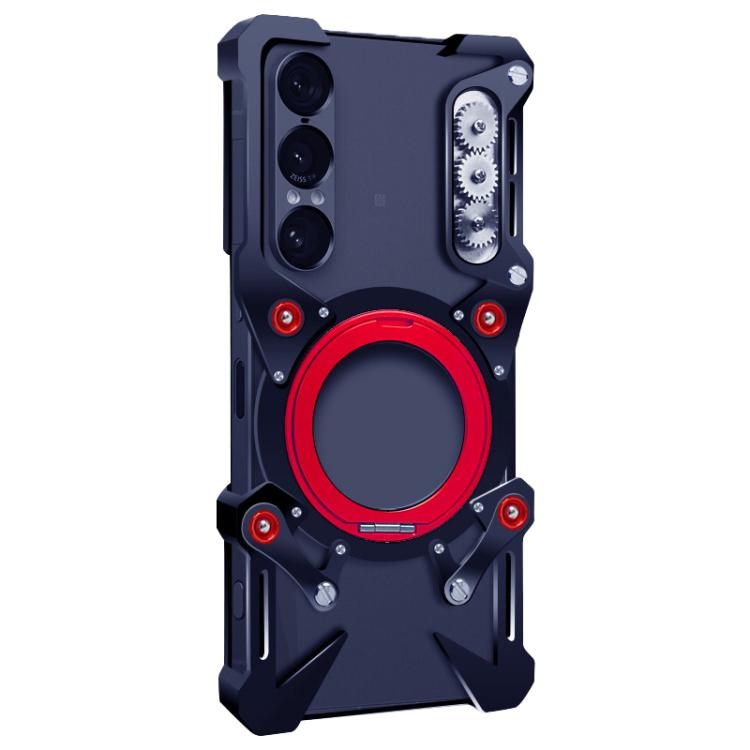 Rotating Bracket Hollow Metal Phone Case with Lanyard