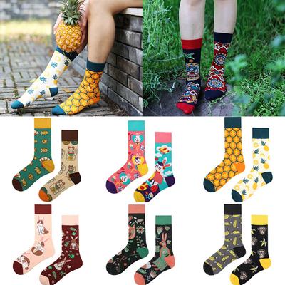 AB Version Asymmetrical Couple Trend Medium High Cotton Color Socks