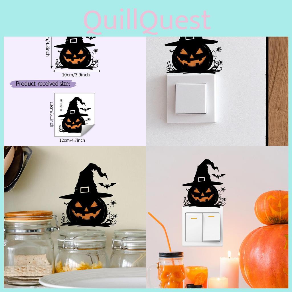 Pvc Pumpkin Halloween Witch Hat Spider Sticker Living Room Wall Decor