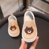 Kids Cute Bear Embroidery Slip On Canvas Shoes
