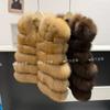 Haining autumn and winter new fashion Korean version of the whole leather six-section fox hair horizontal strip fur vest jacket women