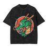 Summer Dragon Ball Retro Washed Cotton T-Shirt Men Oversized Vegeta Print Unisex Short Sleeve Streetwear
