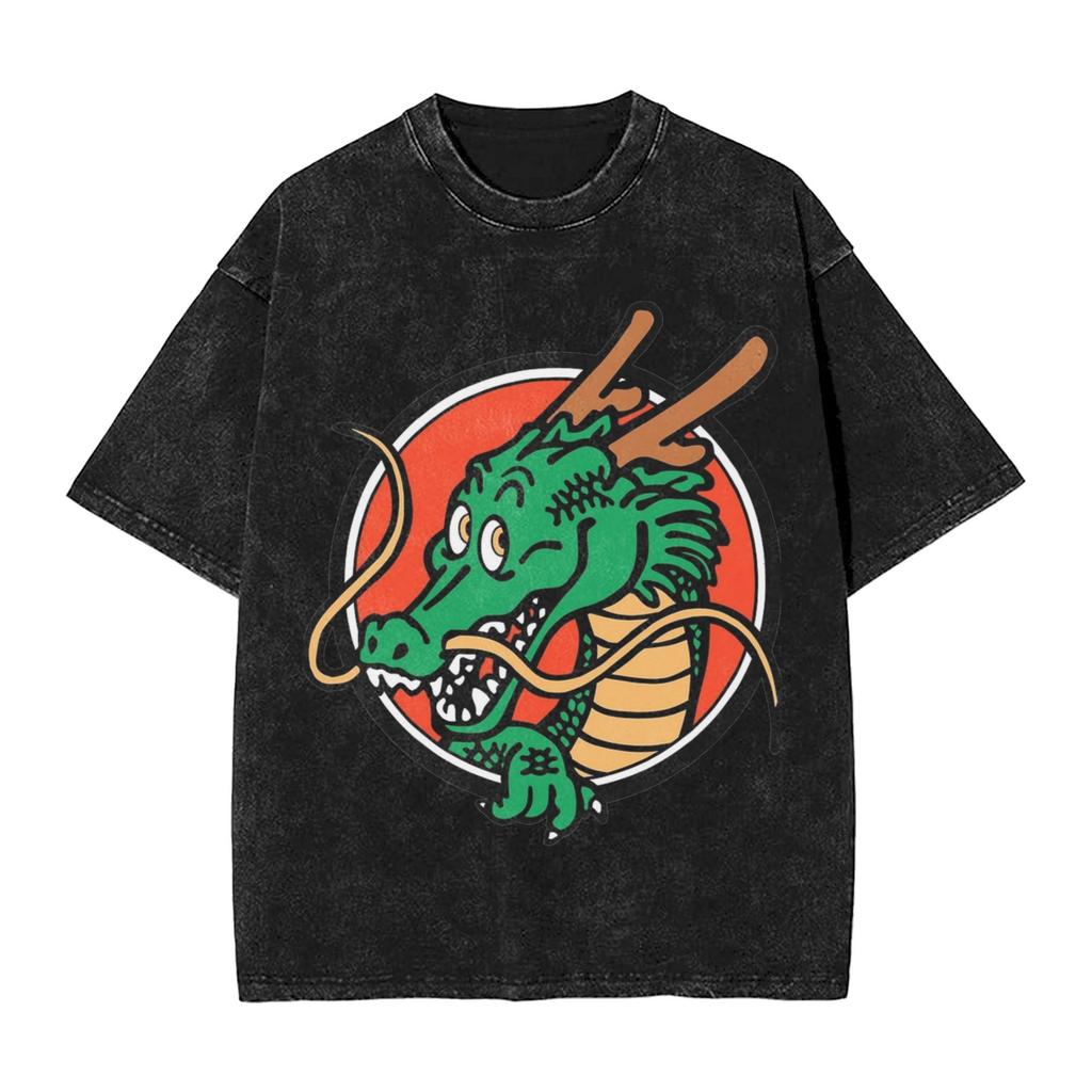 Summer Dragon Ball Retro Washed Cotton T-Shirt Men Oversized Vegeta Print Unisex Short Sleeve Streetwear