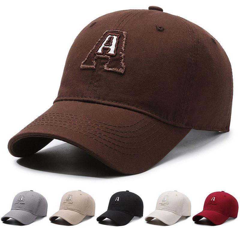 Korean Style Embroidered A Letter Baseball Hat With Curved Brim And Sunshade For Outdoor Casual