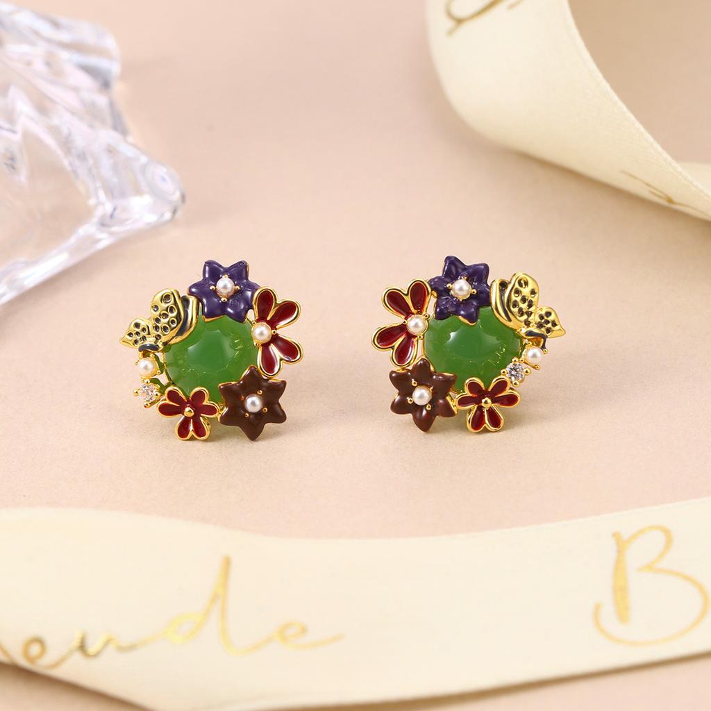 Personalized French Mori Enamel Dripping Oil Niche Bow Earrings Summer Jewelry Three-dimensional Color Stud Earrings