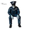 Dark Style Interior Decor Halloween Skeleton Ornament, Policeman/Military Resin Gothic Skull Figurine, Creative Crafts Sitting Pose Sculpture