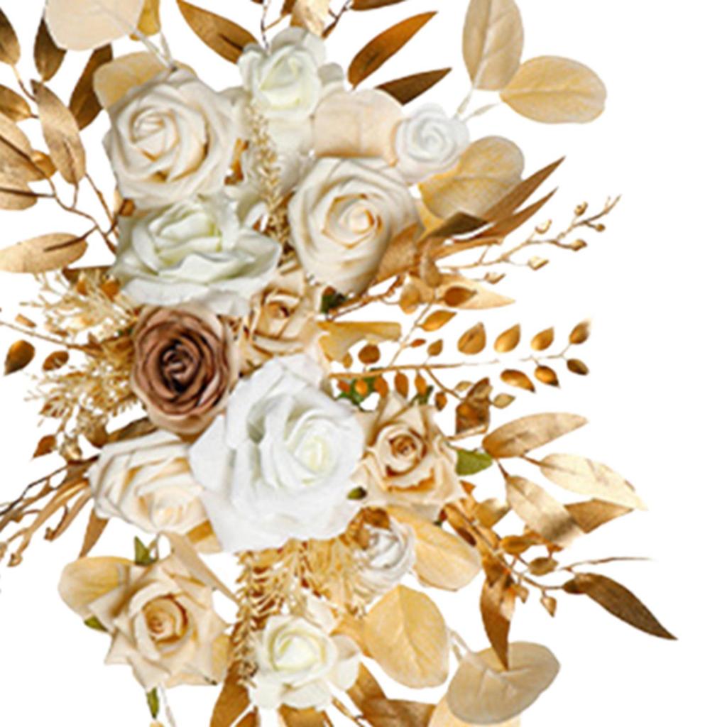 2 Pieces Artificial Floral Swag Backdrop Decorative Wedding Arch Flowers for Home Wedding Car Engagement Ceremony Reception