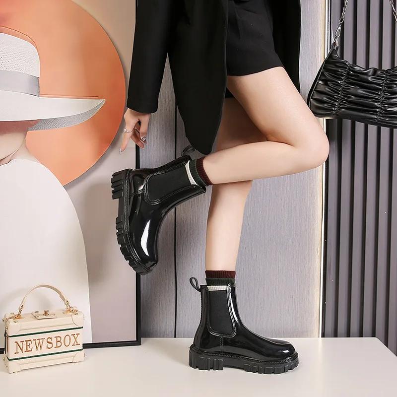 

Модные женские цветные модные резиновые сапоги, всесезонная носимая водонепроницаемая обувь для улицы, до середины голени, универсальные резиновые сапоги, женские боты 39